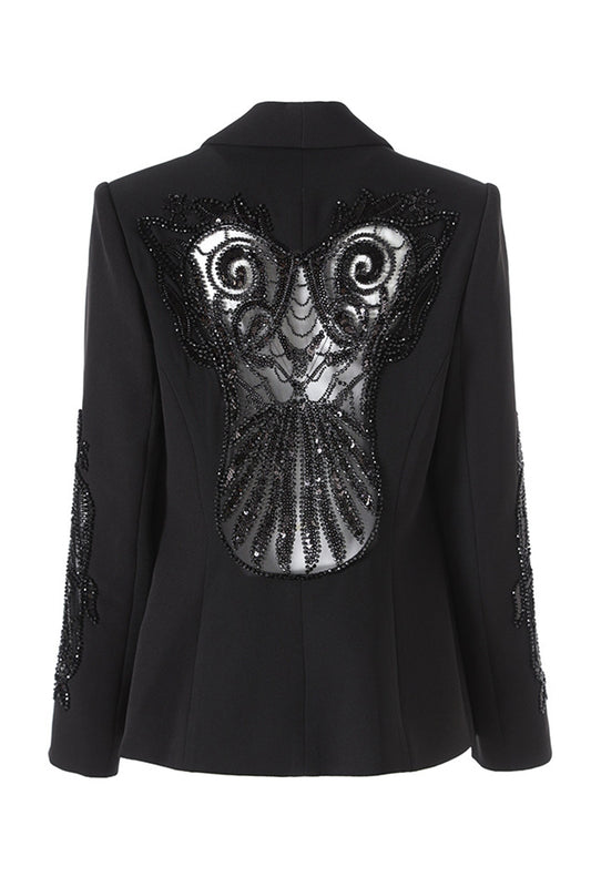 Sparkly Black Shawl Lapel Sequin Women Prom Blazer