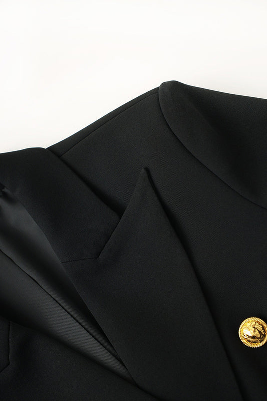 Black Peak Lapel Double Breasted Women Prom Blazer