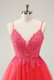 Cute Hot Pink A Line Spaghetti Straps Short Homecoming Dress with Appliques Cute Hot Pink A Line Spaghetti Straps Short Homecoming Dress with Appliques
