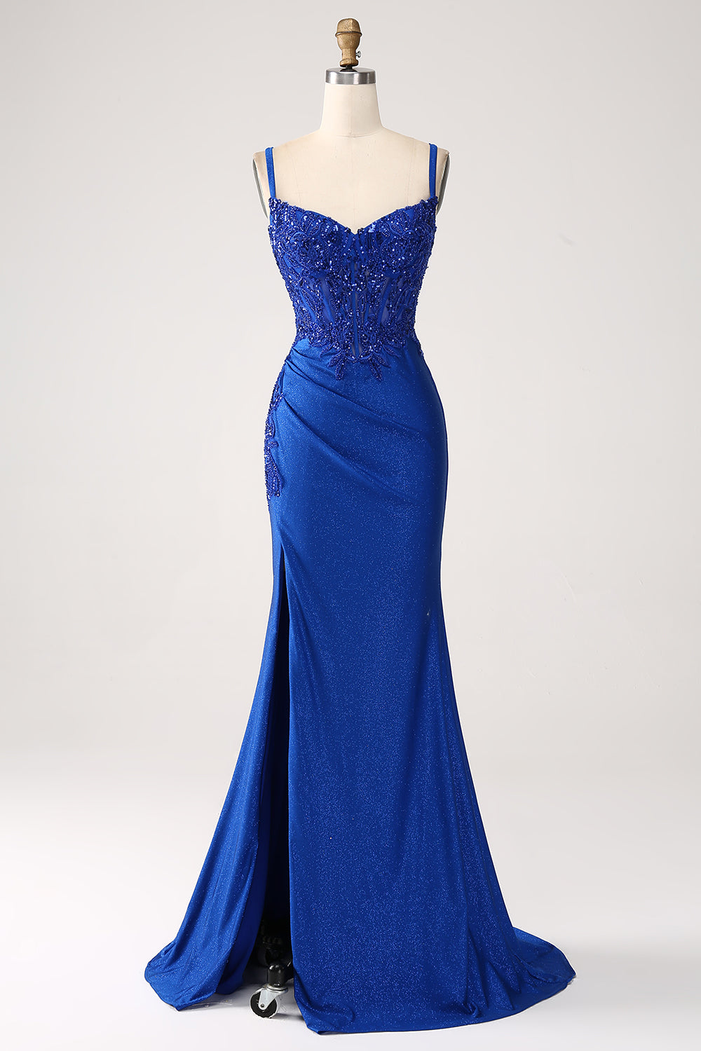 Zapakasa Women Royal Blue Prom Dress Glitter Mermaid Spaghetti Straps Long Formal Dress with Appliques Zapakasa Women Royal Blue Prom Dress Glitter Mermaid Spaghetti Straps Long Formal Dress with Appliques