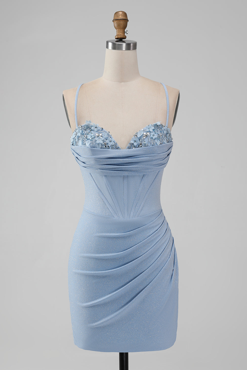 Zapakasa Women Light Blue Homecoming Dress Corset Spaghetti Straps Short Prom Dress Zapakasa Women Light Blue Homecoming Dress Corset Spaghetti Straps Short Prom Dress