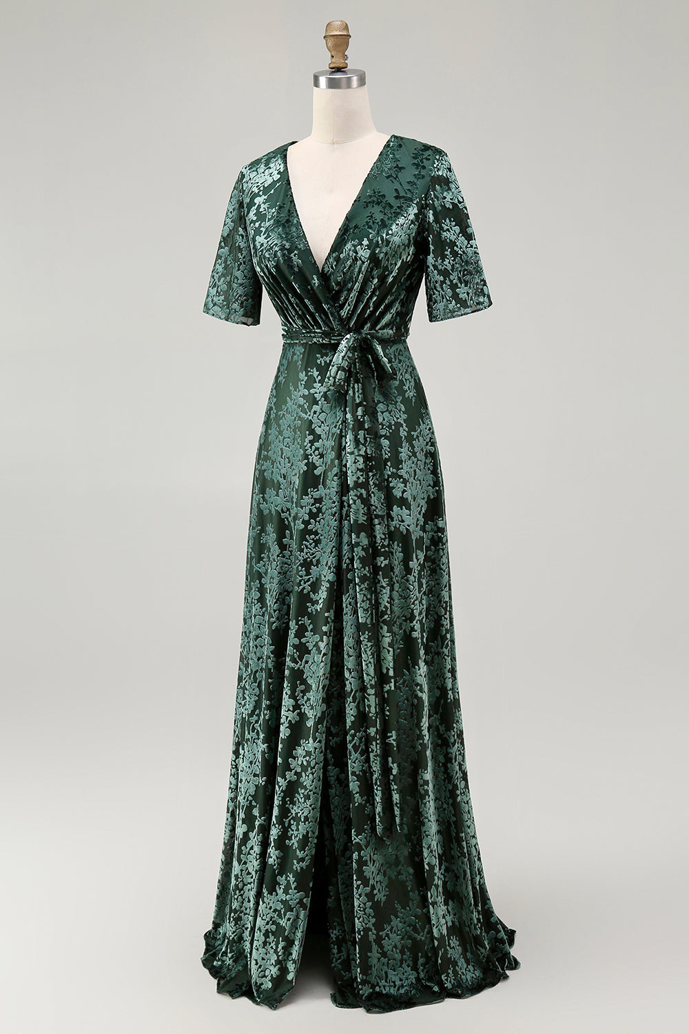 V-Neck Dark Green Mother of Bride Dress with Slit V-Neck Dark Green Mother of Bride Dress with Slit