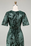 V-Neck Dark Green Mother of Bride Dress with Slit V-Neck Dark Green Mother of Bride Dress with Slit