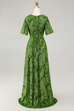 V-Neck Dark Green Mother of Bride Dress with Slit V-Neck Dark Green Mother of Bride Dress with Slit