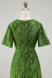 V-Neck Dark Green Mother of Bride Dress with Slit V-Neck Dark Green Mother of Bride Dress with Slit