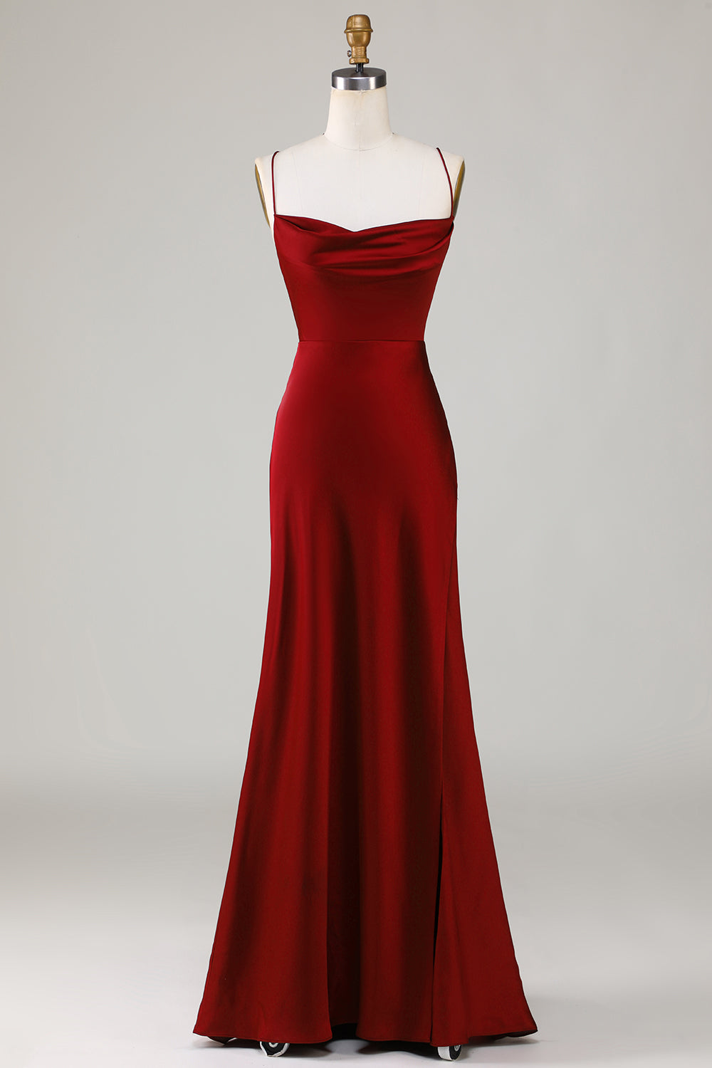 ZAPAKA Women Burgundy Long Bridesmaid Dress with Slit Mermaid Lace-Up Back Wedding Party Dress ZAPAKA Women Burgundy Long Bridesmaid Dress with Slit Mermaid Lace-Up Back Wedding Party Dress
