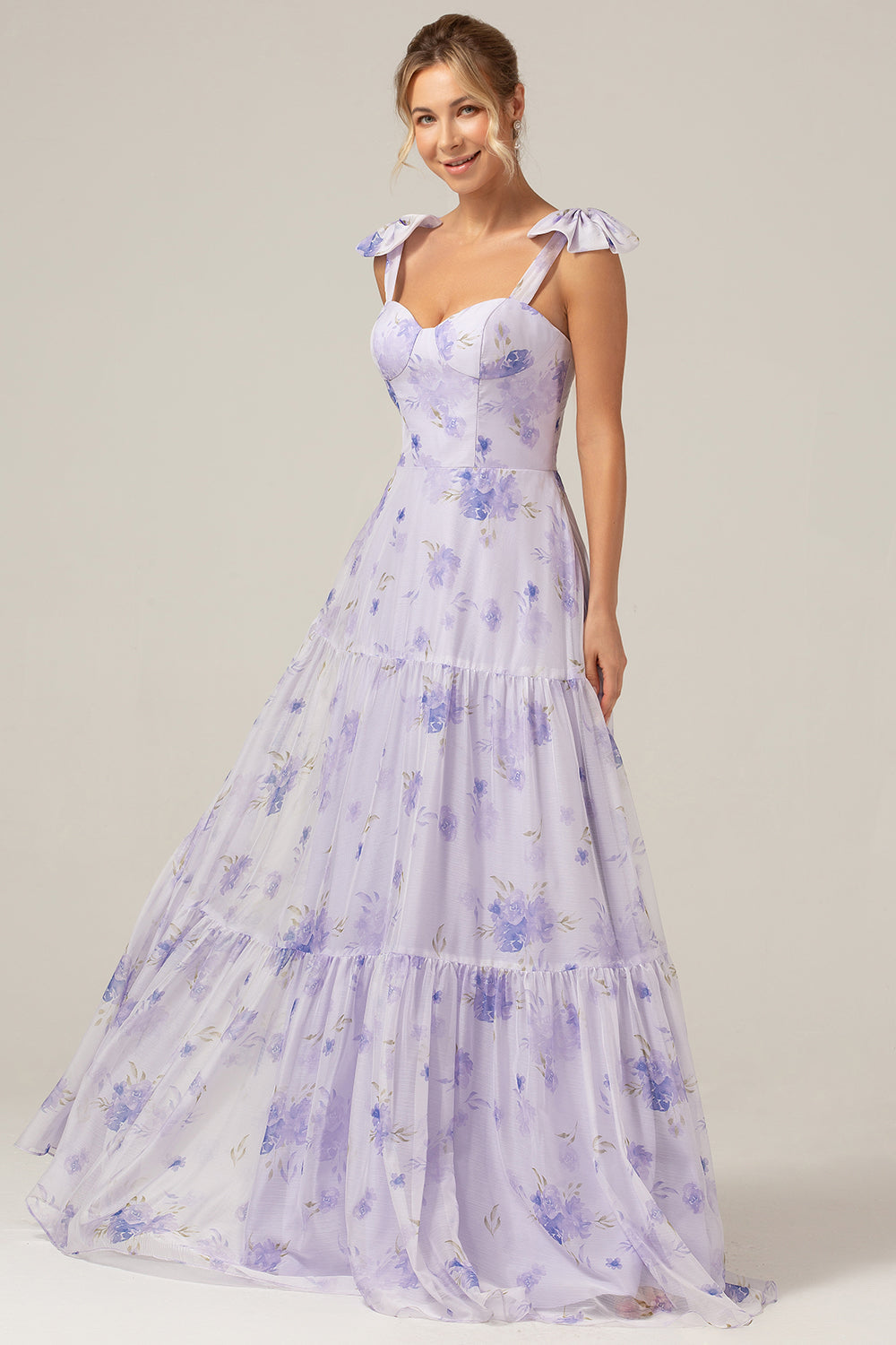 Zapaka Women Lilac Corset Floral Long Bridesmaid Dress A-Line Spaghetti Straps Formal Dress, Lilac / US16 Zapaka Women Lilac Corset Floral Long Bridesmaid Dress A-Line Spaghetti Straps Formal Dress, Lilac / US16