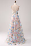 A-Line Apricot Flower Off the Shoulder Long Corset Prom Dress A-Line Apricot Flower Off the Shoulder Long Corset Prom Dress