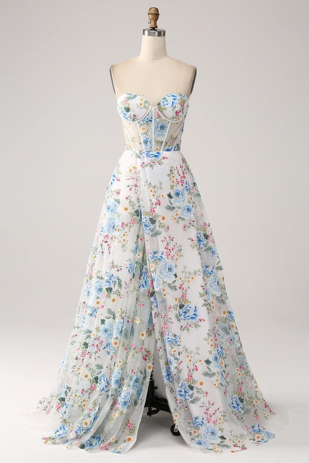 Zapakasa Women Ivory Flower Prom Dress A-Line Strapless Long Corset Evening Party Dress Zapakasa Women Ivory Flower Prom Dress A-Line Strapless Long Corset Evening Party Dress