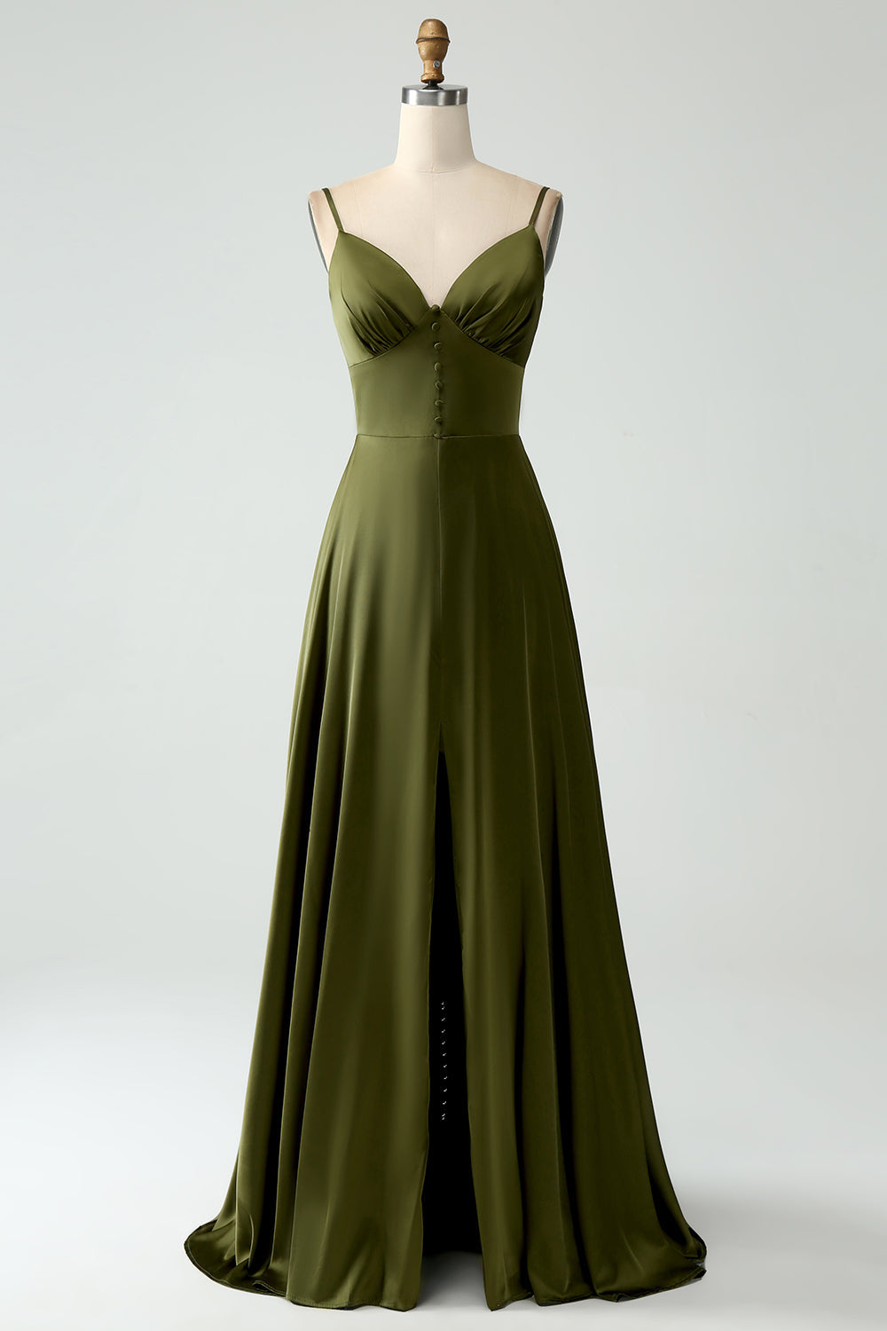 Zapakasa Women Olive Bridesamid Dress A-Line Spaghetti Straps Satin Long Wedding Party Dress Zapakasa Women Olive Bridesamid Dress A-Line Spaghetti Straps Satin Long Wedding Party Dress