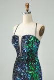 Sparkly Fuchsia Bodycon Spaghetti Straps Sequins Short Homecoming Dress Sparkly Fuchsia Bodycon Spaghetti Straps Sequins Short Homecoming Dress