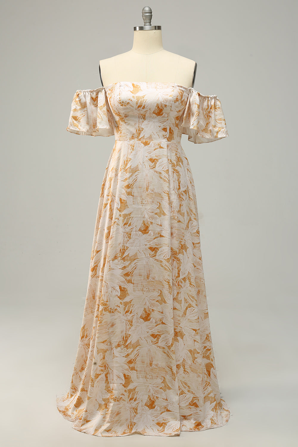 Zapakasa Women Yellow Flower Printed Plus Size Bridesmaid Dress A Line Off the Shoulder Wedding Guest Party Dress Zapakasa Women Yellow Flower Printed Plus Size Bridesmaid Dress A Line Off the Shoulder Wedding Guest Party Dress