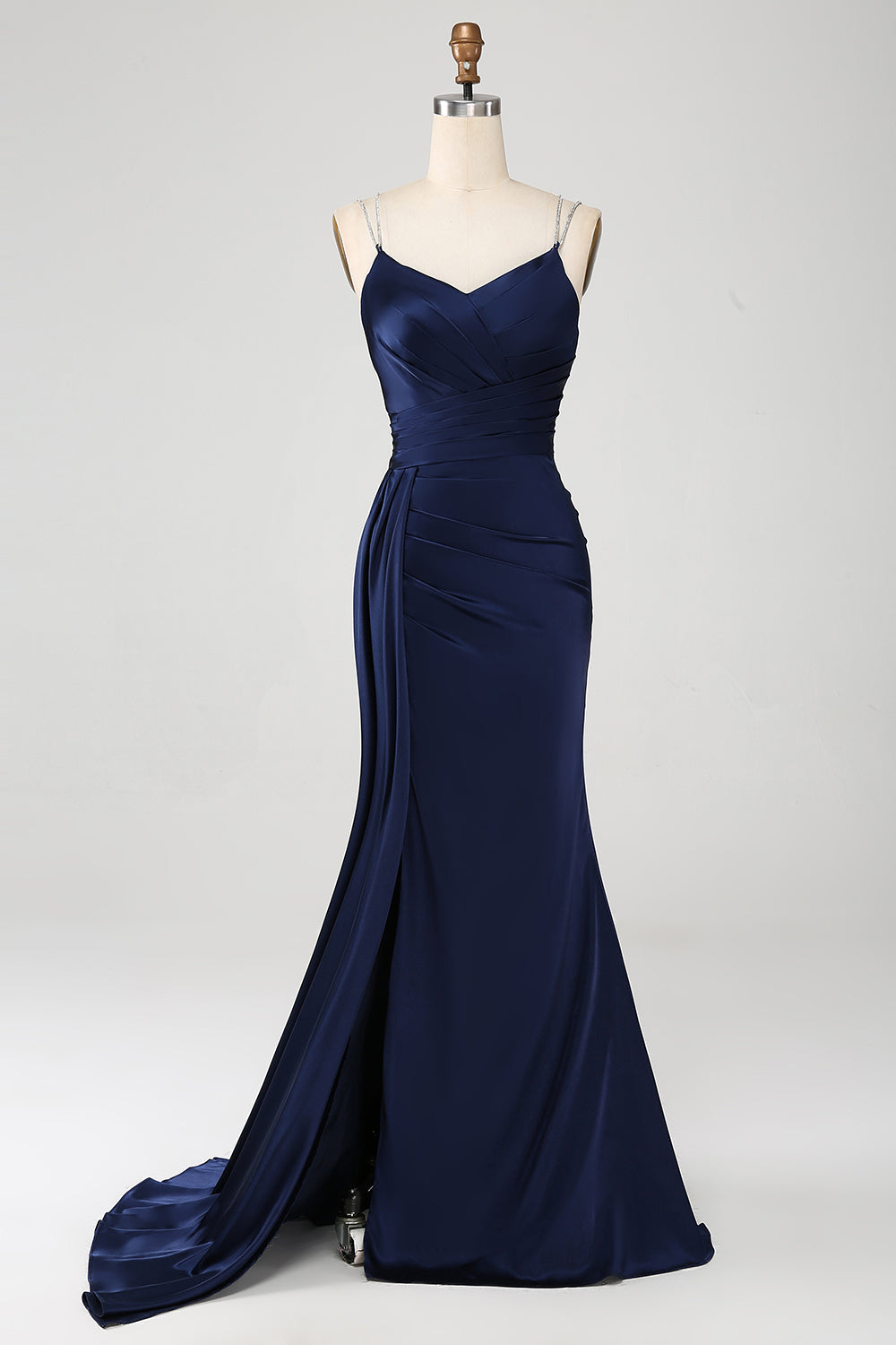 corset navy blue prom dress Charming Mermaid Navy Blue Velvet Corset Long Formal Prom Dress with Slit
