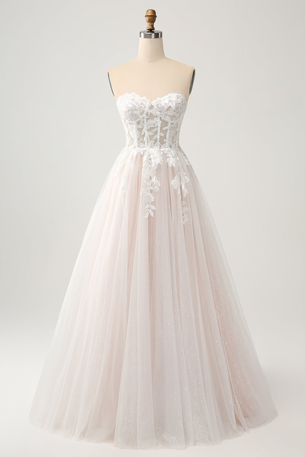 Zapakasa Women White Wedding Dress with Applique Lace A Line Sweetheart Sparkly Floor Length Bridal Dress Zapakasa Women White Wedding Dress with Applique Lace A Line Sweetheart Sparkly Floor Length Bridal Dress