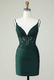 Spaghetti Straps Dark Green Corset Party Dress with Beading Spaghetti Straps Dark Green Corset Party Dress with Beading