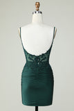 Spaghetti Straps Dark Green Corset Party Dress with Beading Spaghetti Straps Dark Green Corset Party Dress with Beading