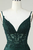 Spaghetti Straps Dark Green Corset Party Dress with Beading Spaghetti Straps Dark Green Corset Party Dress with Beading