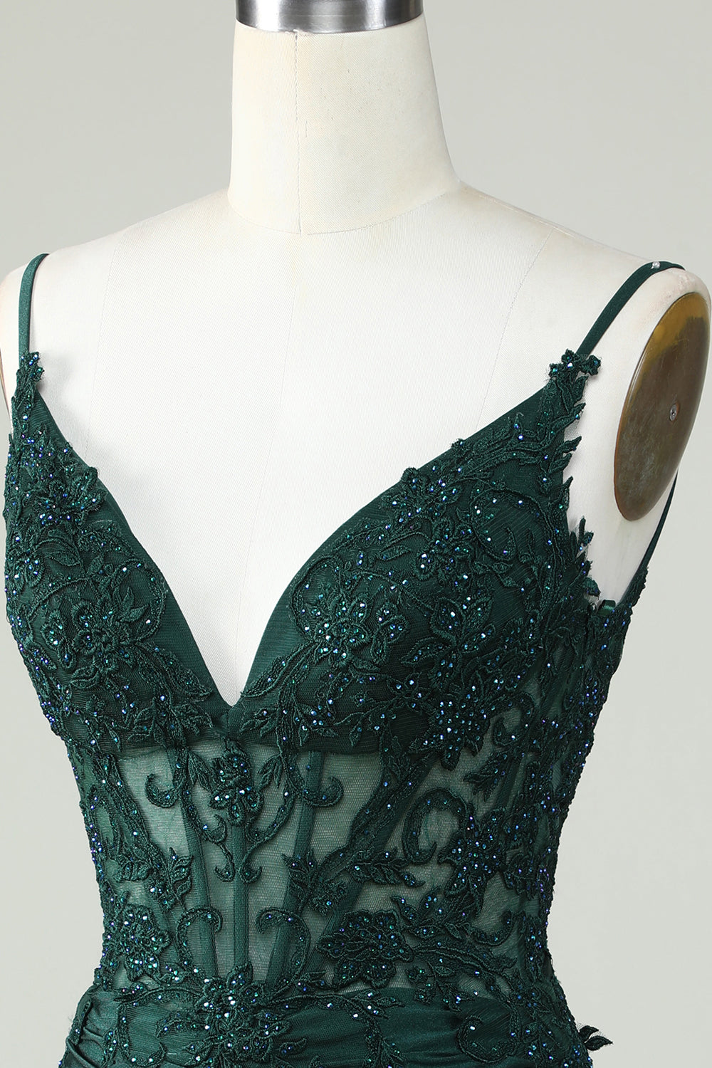 Spaghetti Straps Dark Green Corset Party Dress with Beading Spaghetti Straps Dark Green Corset Party Dress with Beading