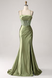 Army Green Mermaid Cowl Neckline Sequin Long Prom Dress With Slit Army Green Mermaid Cowl Neckline Sequin Long Prom Dress With Slit