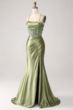 Army Green Mermaid Cowl Neckline Sequin Long Prom Dress With Slit Army Green Mermaid Cowl Neckline Sequin Long Prom Dress With Slit