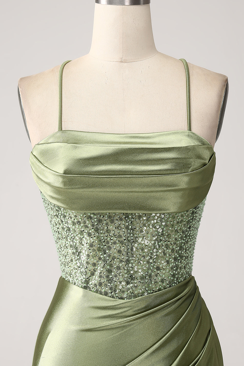 Army Green Mermaid Cowl Neckline Sequin Long Prom Dress With Slit Army Green Mermaid Cowl Neckline Sequin Long Prom Dress With Slit