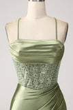 Army Green Mermaid Cowl Neckline Sequin Long Prom Dress With Slit Army Green Mermaid Cowl Neckline Sequin Long Prom Dress With Slit