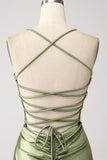 Army Green Mermaid Cowl Neckline Sequin Long Prom Dress With Slit Army Green Mermaid Cowl Neckline Sequin Long Prom Dress With Slit