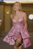 Light Purple A Line Strapless Short Metallic Homecoming Dress with Ruffles Light Purple A Line Strapless Short Metallic Homecoming Dress with Ruffles