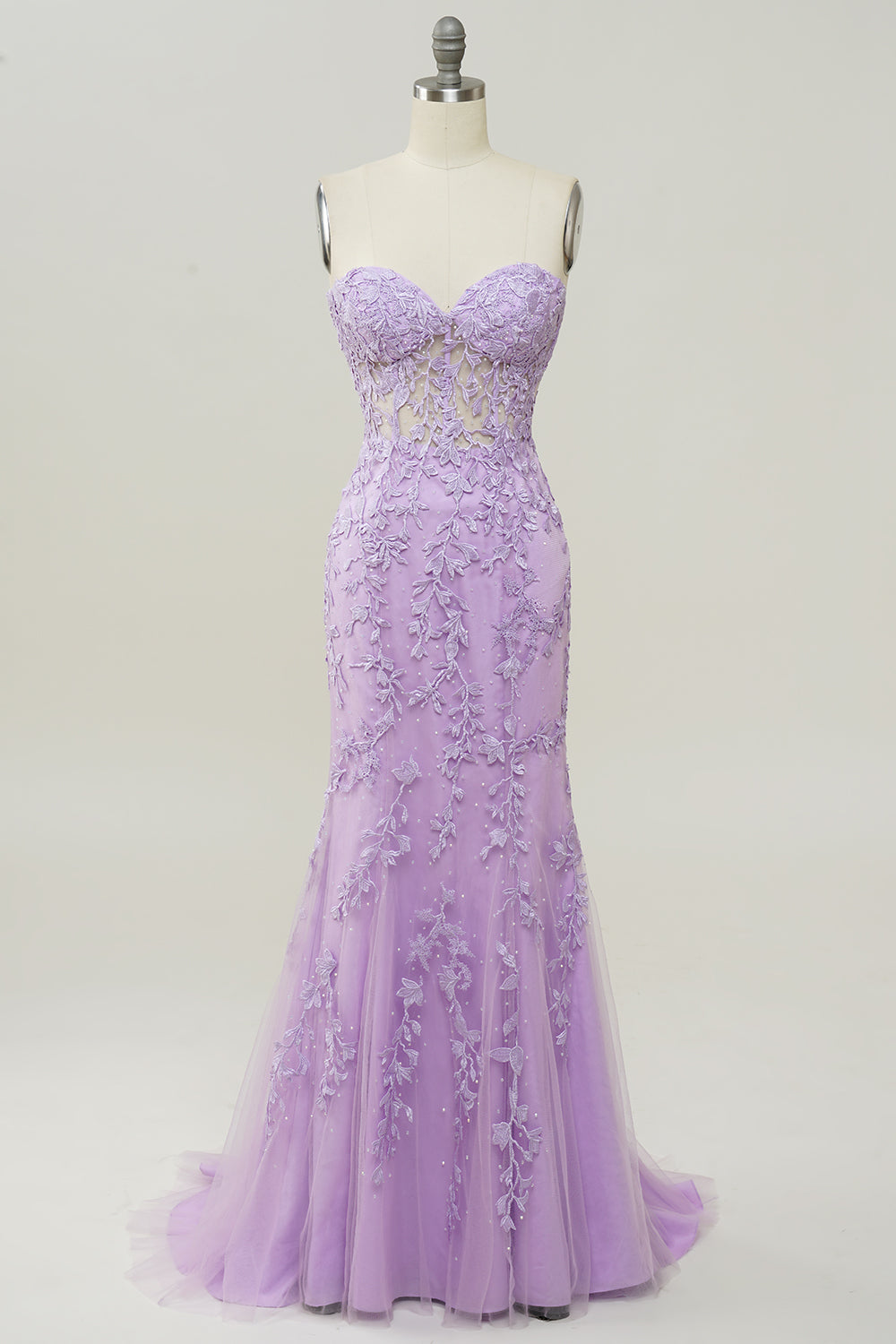 Zapakasa Women Appliques Prom Dress Mermaid Lilac Sweetheart Formal Dress Zapakasa Women Appliques Prom Dress Mermaid Lilac Sweetheart Formal Dress