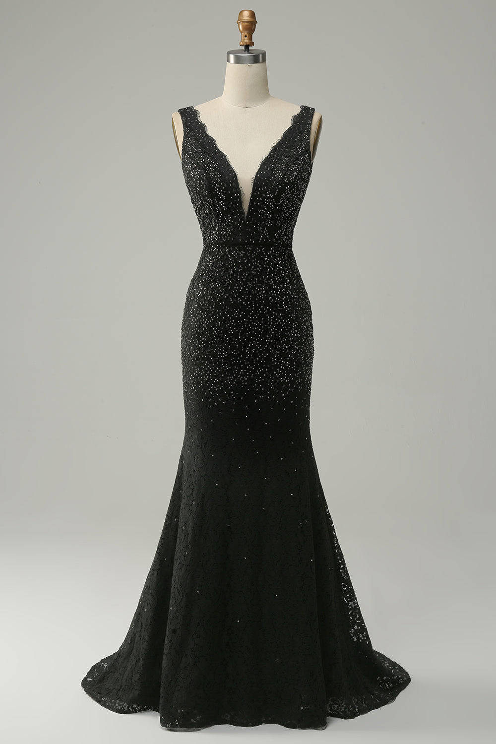 Zapakasa Women Sparkly Black Mermaid Prom Dress Lace Beaded V-Neck Long Evening Dress Zapakasa Women Sparkly Black Mermaid Prom Dress Lace Beaded V-Neck Long Evening Dress
