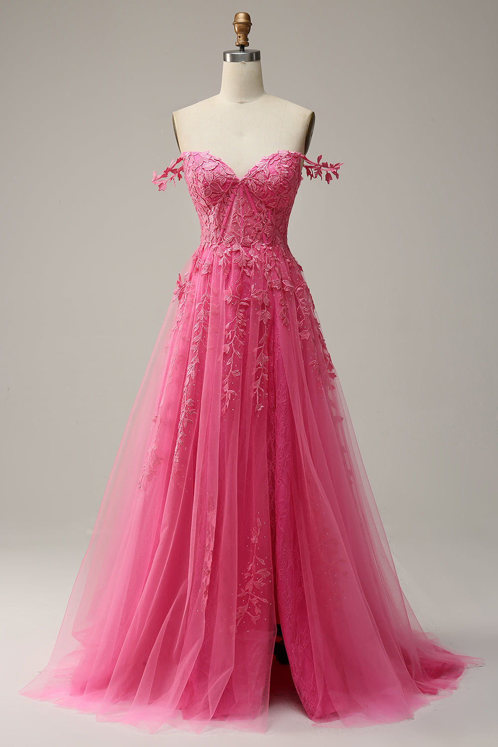 Zapakasa Women Hot Pink Prom Dress A Line Spaghetti Straps Party Dress with Appliques Zapakasa Women Hot Pink Prom Dress A Line Spaghetti Straps Party Dress with Appliques