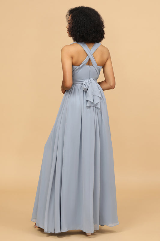 Grey Blue Convertible Bridesmaid Dresses