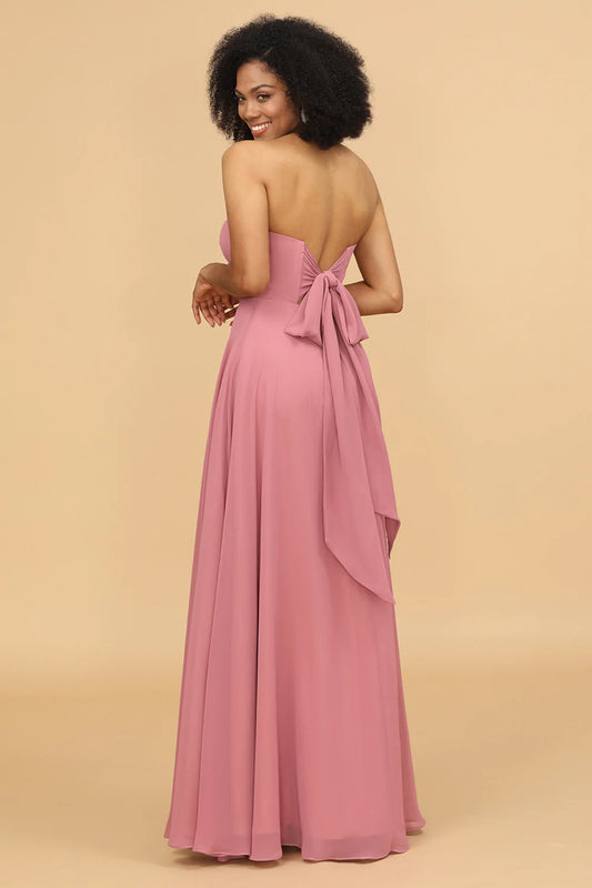 Chiffon A Line Blush Bridesmaid Dress