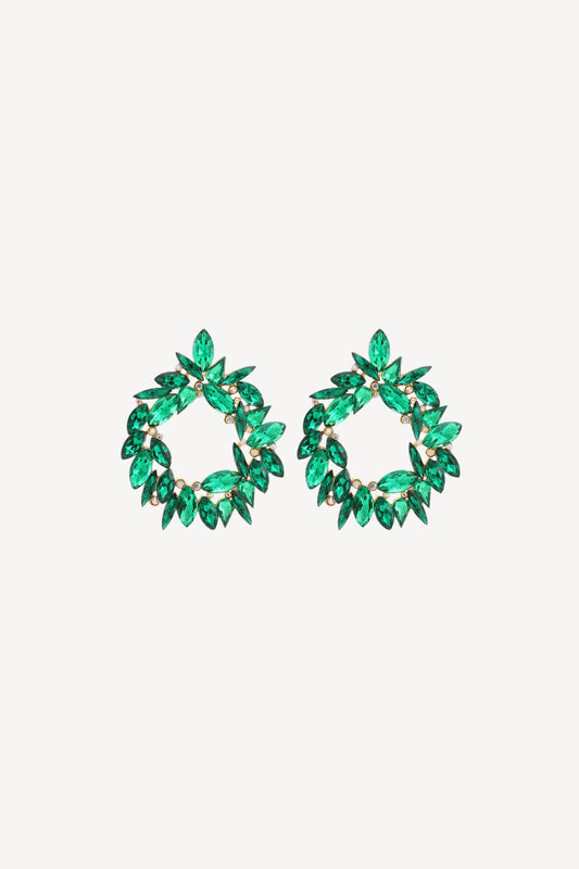 Rhinestone Geometric Round Earrings