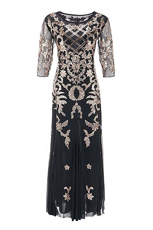 Elegant Long Black Gold Sequins Mother of the Bride Dresses
