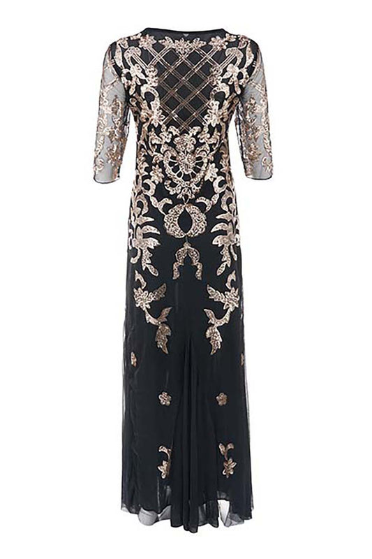 Elegant Long Black Gold Sequins Mother of the Bride Dresses