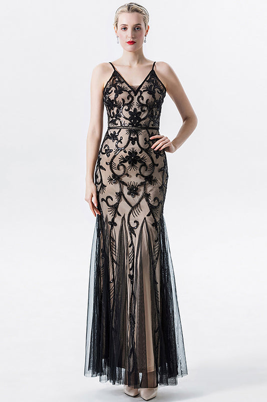 Black Pink Sequins Beaded Mermaid Mother of the Bride Dress