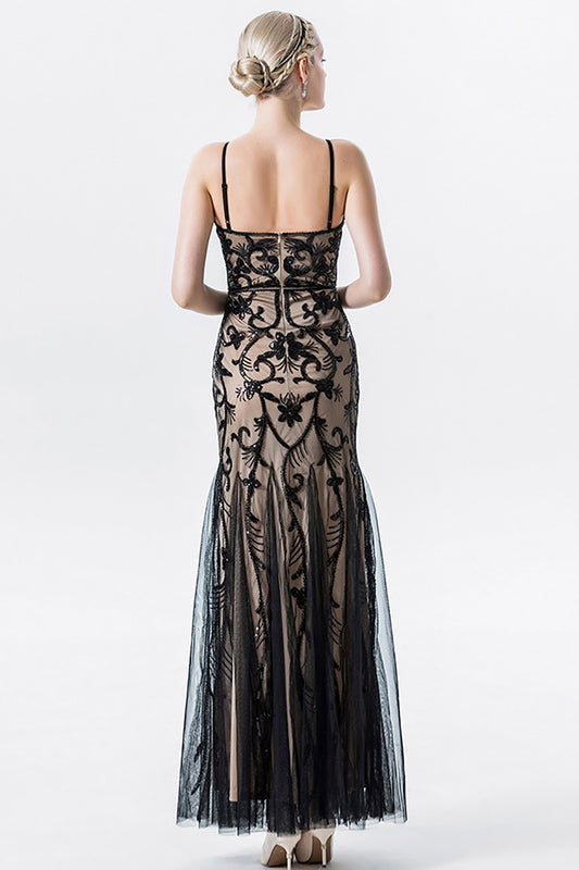 Black Pink Sequins Beaded Mermaid Mother of the Bride Dress