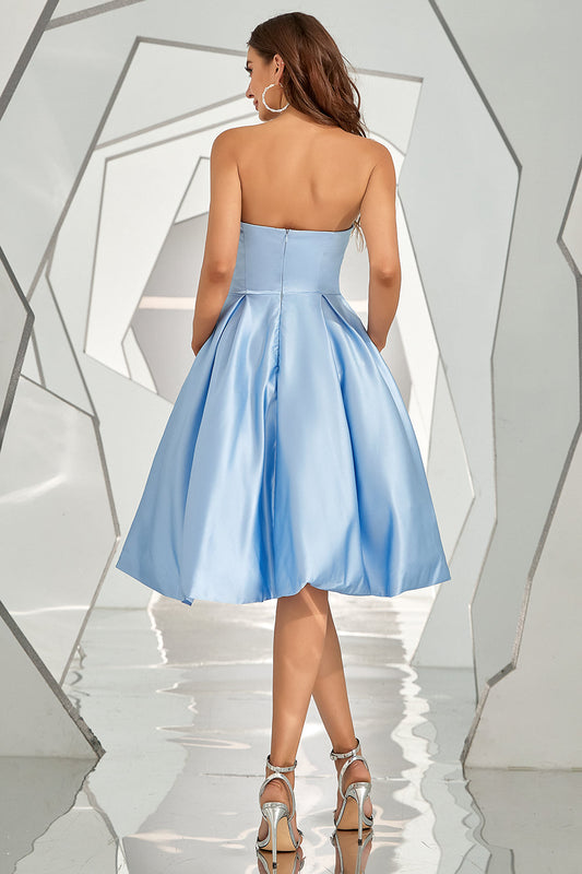 Sky Blue Strapless Homecoming Dress