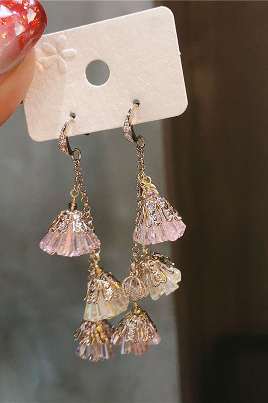 Flower Bone Crystal Earrings