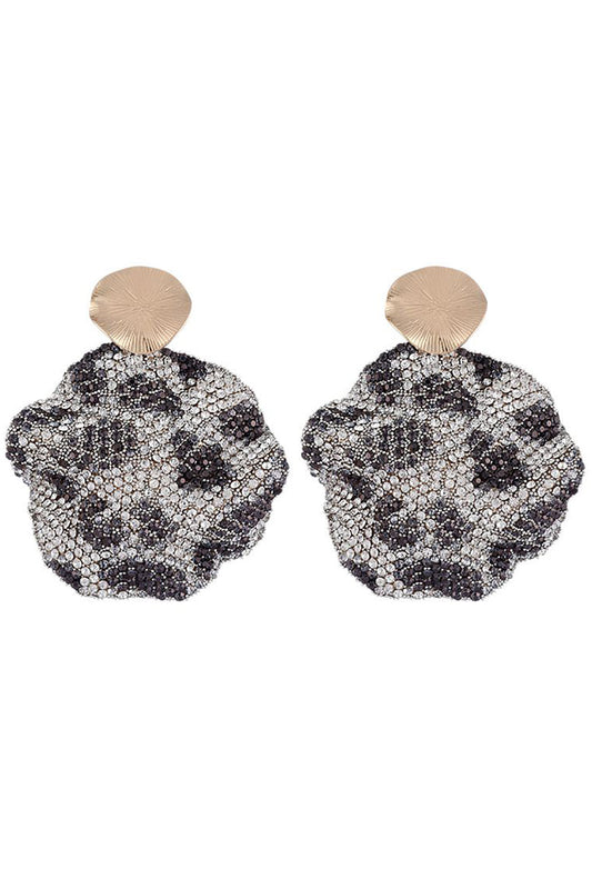 Leopard Rhinestones Sparkly Earrings