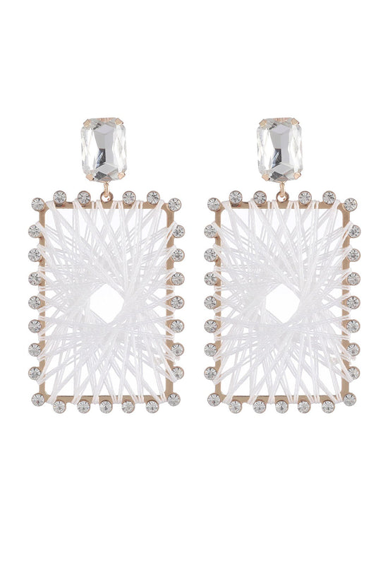 Rhinestones Square Braided Earrings