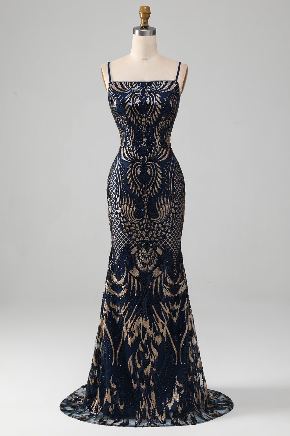 Zapaka Women Sparkly Navy Mermaid Prom Dress Spaghetti Straps Long Formal Dress, Navy / US12 Zapaka Women Sparkly Navy Mermaid Prom Dress Spaghetti Straps Long Formal Dress, Navy / US12