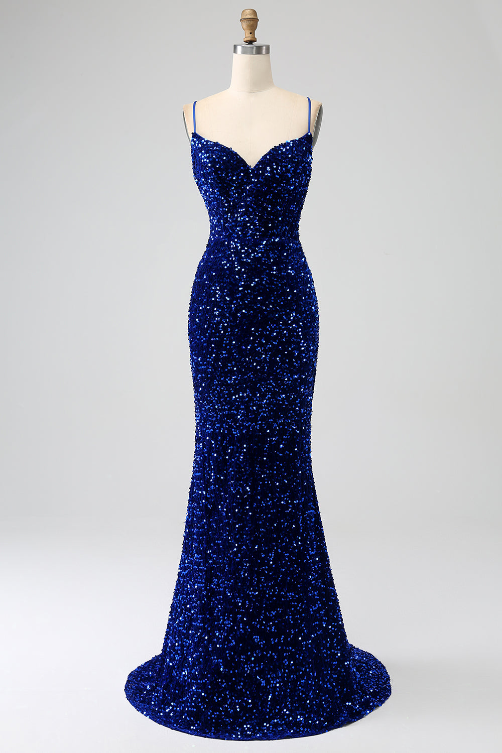Zapakasa Women Royal Blue Prom Dress Elegant Mermaid Spaghetti Straps Velvet Sequin Long Evening Dress Zapakasa Women Royal Blue Prom Dress Elegant Mermaid Spaghetti Straps Velvet Sequin Long Evening Dress