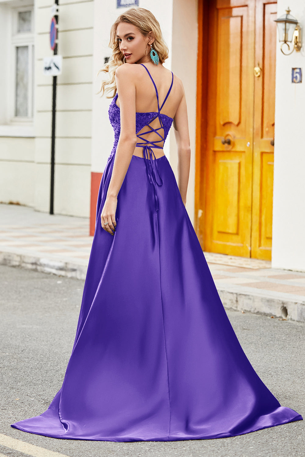 Royal Blue A Line Spaghetti Straps Long Backless Prom Dress with Appliques Royal Blue A Line Spaghetti Straps Long Backless Prom Dress with Appliques