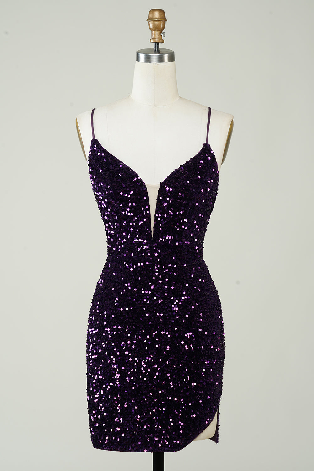Zapakasa Women Sparkly Purple Sequins Tight Short Homecoming Dress Spaghetti Straps Backless Party Dress Zapakasa Women Sparkly Purple Sequins Tight Short Homecoming Dress Spaghetti Straps Backless Party Dress