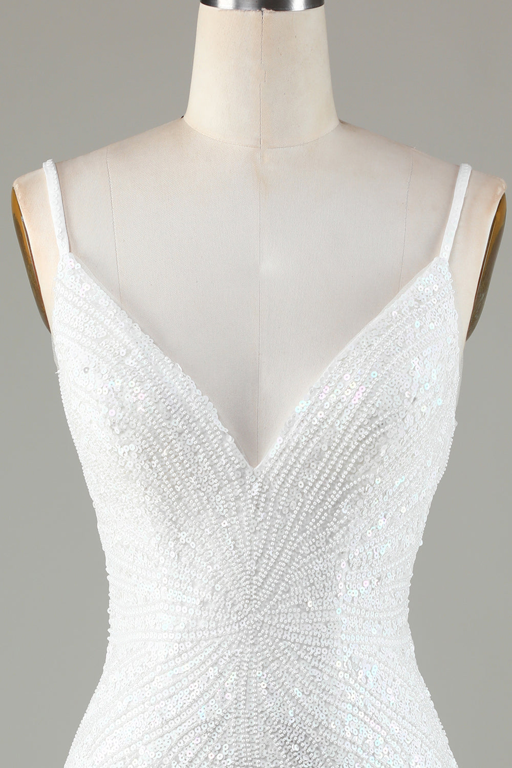 Sparkly Fringed White Spaghetti Straps Tight Short Homecoming Dress with Beadings Sparkly Fringed White Spaghetti Straps Tight Short Homecoming Dress with Beadings