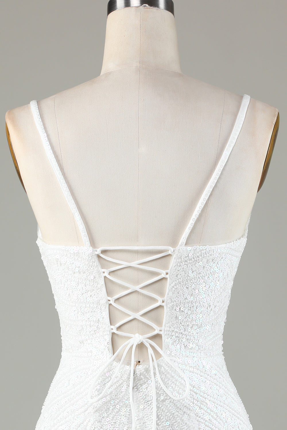 Sparkly Fringed White Spaghetti Straps Tight Short Homecoming Dress with Beadings Sparkly Fringed White Spaghetti Straps Tight Short Homecoming Dress with Beadings