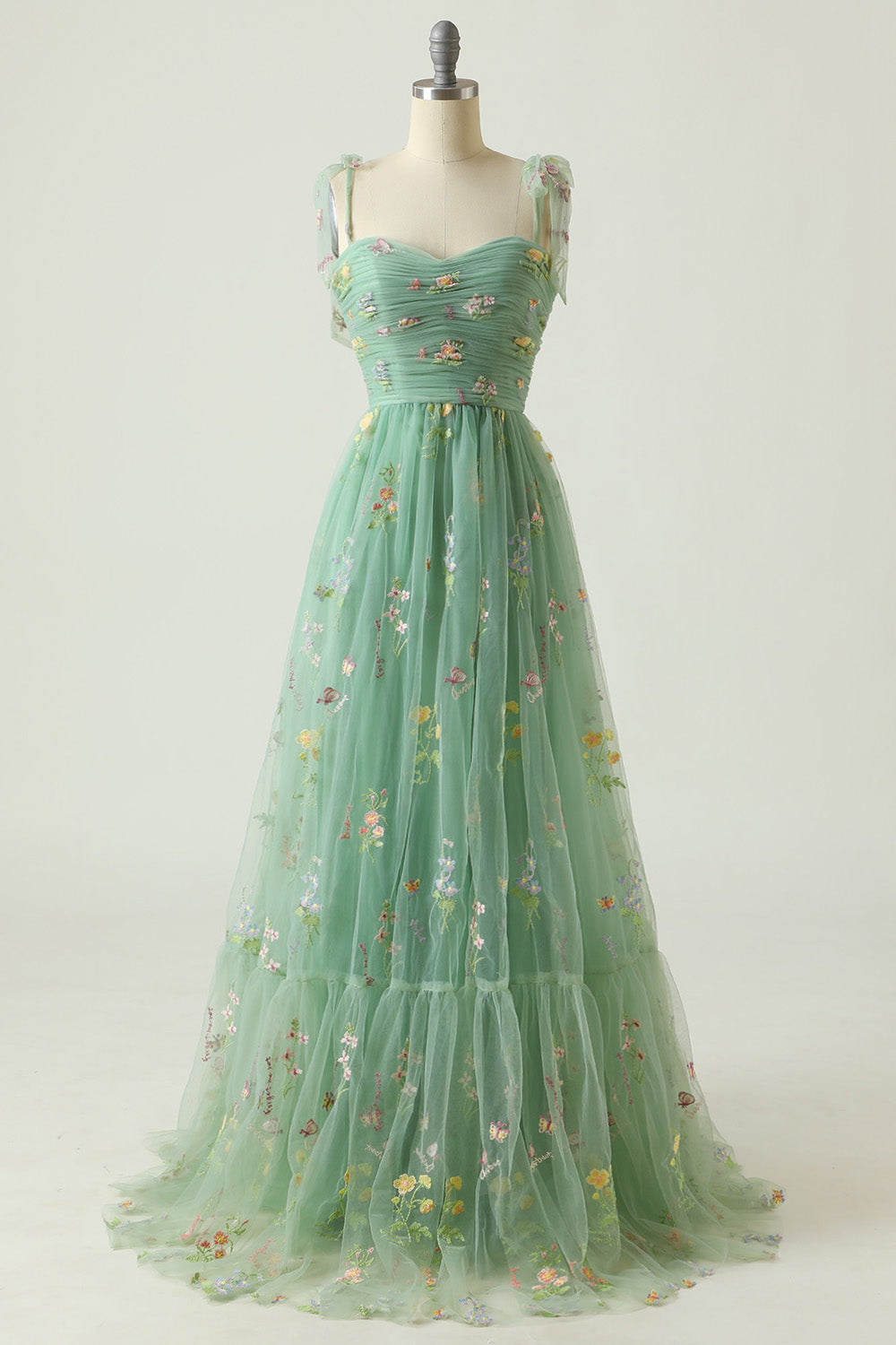 ZAPAKASA Women Green Prom Dress A-Line Sleeveless Long Homecoming Dress With Embroidery ZAPAKASA Women Green Prom Dress A-Line Sleeveless Long Homecoming Dress With Embroidery