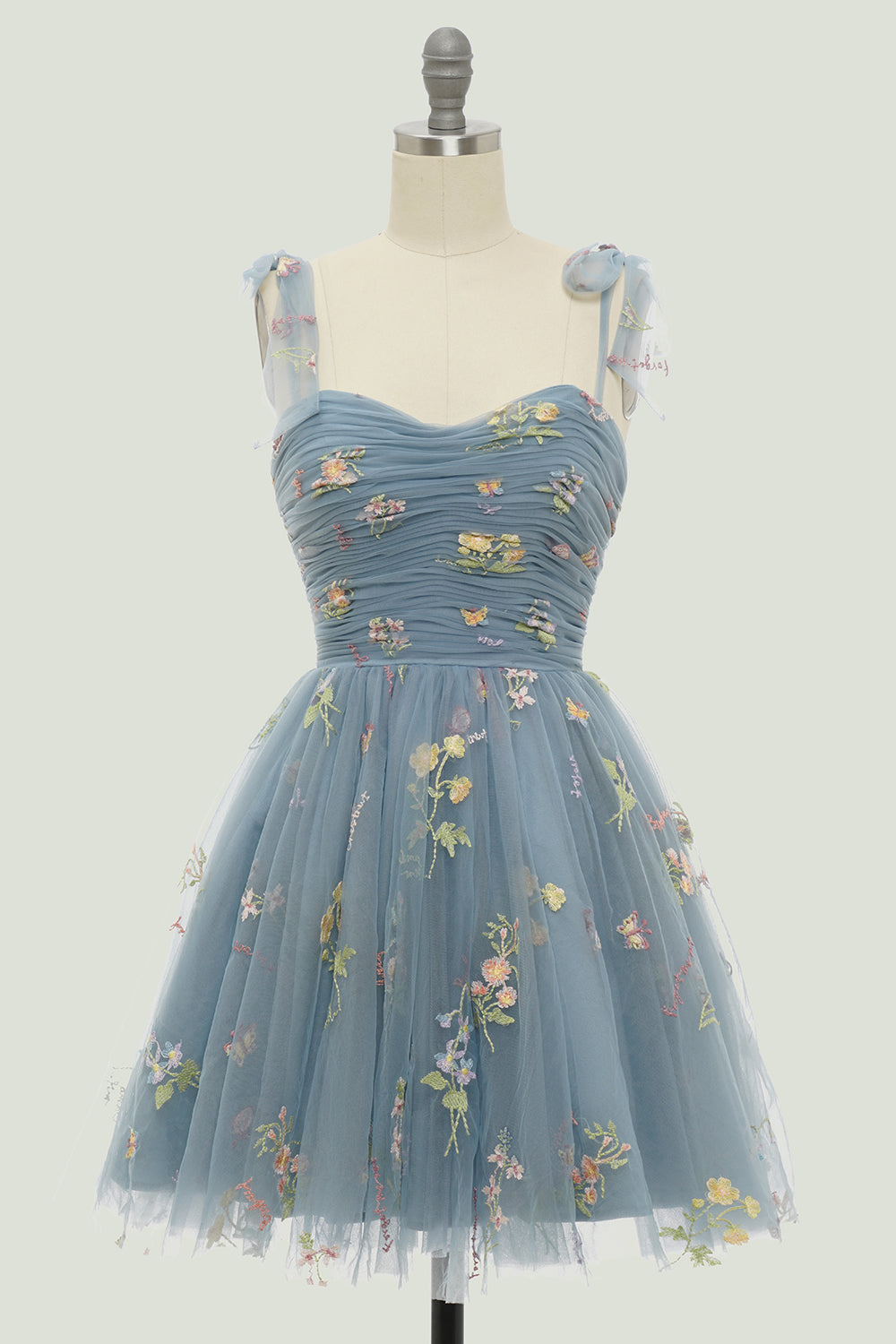 ZAPAKASA Women Grey Blue Short Homecoming Dress A-Line Sleeveless Prom Dress With Embroidery ZAPAKASA Women Grey Blue Short Homecoming Dress A-Line Sleeveless Prom Dress With Embroidery